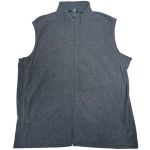 Lands End gray full zip mock neck sleeveless lightweight vest size XL